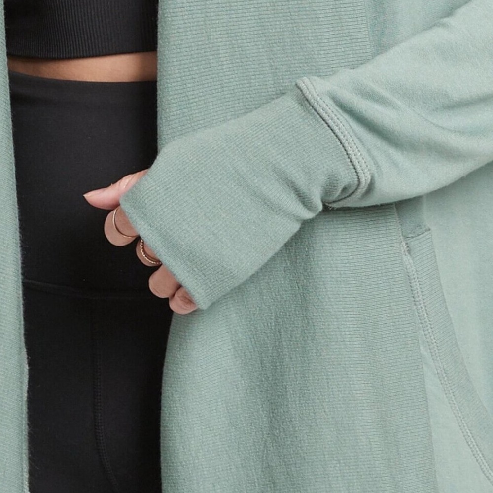 Athleta Nirvana Pranayama Minimalistic Mint Green Wrap Tencel Modal Cardigan - Picture 4 of 13